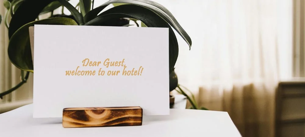 welcome letter in a hotel room